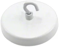 Dekoracje domu - first4magnetsTM first4magnets f4me57wfh-1 Biały lakierowany napinanie magnes ferrytowy wyciągnąć z haczykami M4, 25 kg, 1 opakowanie, metalowy, średnica 57 MM, 25 x 10 x 3 cm F4ME57WFH-1 - miniaturka - grafika 1