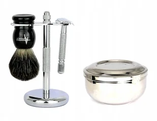 Zestaw Do Golenia Pędzel Borsuk Maszynka Żyletki T - Zestawy kosmetyków męskich - miniaturka - grafika 3