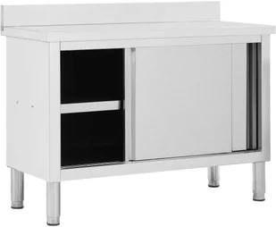 VidaXL Stół roboczy, przesuwne drzwi, 120x50x95 cm, stal nierdzewna 51051 VidaXL - Stoły gastronomiczne - miniaturka - grafika 3