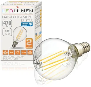 LEDlumen Żarówka LED COS CCD WW G45-G, E14, 4 W, barwa biała ciepła - Żarówki LED - miniaturka - grafika 6