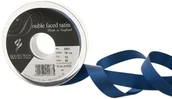 Pasmanteria - Berisfords Berisfords podwójna satynowa wstążka, granatowa, 20 m 3501-NV-15 - miniaturka - grafika 1