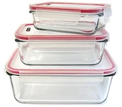 Naczynia żaroodporne - Cuisy - KB5667 3 formy do zapiekania, ze szkła, z pokrywką, szary/biały/czerwony/zielony, 22 x 17 x 9 cm KB5667 - miniaturka - grafika 1