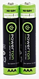 powerton Baterie Ni-MH, AAA akumulatorki, 1.2V, 900 mAh, Powerton, blistr, 2-pack, cena za 1 sztukę AB012WPC3AB2 - Baterie i akcesoria - miniaturka - grafika 2