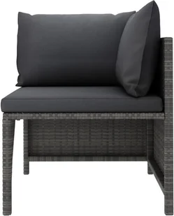 vidaXL 5-cz zestaw wypoczynkowy do ogrodu poduszki szary rattan PE 313503 - Meble ogrodowe - miniaturka - grafika 4