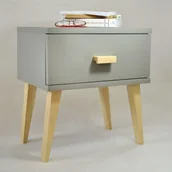 Szafki nocne - Meble Magnat Nowoczesna szafka nocna drewniana SAVONA w kolorze szarym - miniaturka - grafika 1