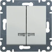 Klawisze i ramki - Hager Lumina 2 biały łącznik świecznikowy podświetlany WL0240 - miniaturka - grafika 1