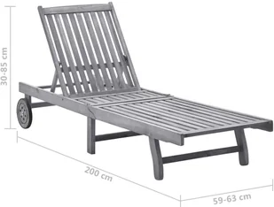 vidaXL Ogrodowy leżak z poduszką, szary, lite drewno akacjowe 3061369 - Leżaki ogrodowe - miniaturka - grafika 6