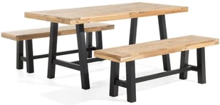 Beliani Zestaw ogrodowy drewniany stół i 2 ławki czarny SCANIA - Meble ogrodowe - miniaturka - grafika 2