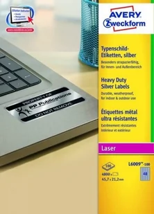 Avery Zweckform Zweckform znamionowe A4 45,7 x 21,2 mm 100 arkuszy srebrne (L6009-100) - Papier do drukarek - miniaturka - grafika 2