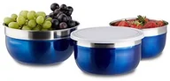 Miski i półmiski - Relaxdays zestaw miska z pokrywką, mają różne rozmiary, miski kuchenne, magazyny, kemping, 3-częściowy, stal nierdzewna, 8.5 x 8.5 x 9.2 cm 10020831_45 - miniaturka - grafika 1