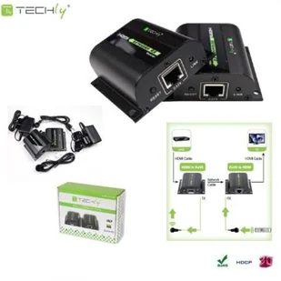 Techly Extender HDMI po skrętce Cat. 5e/6/6a/7, do 60m, z odbiornikiem IR, czarny 020355 - Złącza, przejściówki, adaptery - miniaturka - grafika 9
