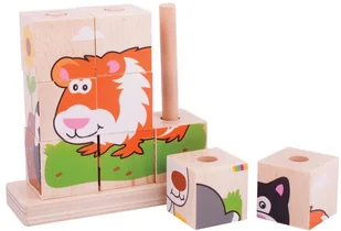 Bigjigs Toys Ltd piramida z klocków Zwierzęta domowe - 72934603748Z - Klocki - miniaturka - grafika 3