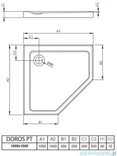 Radaway Doros Plus PT pięciokątny 100x100 SDRPTP1010-01 - Brodziki prysznicowe - miniaturka - grafika 2
