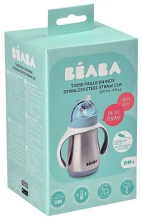 Beaba Butelka - kubek niekapek stalowa ze słomką 250 ml windy blue - Butelki dla niemowląt - miniaturka - grafika 7
