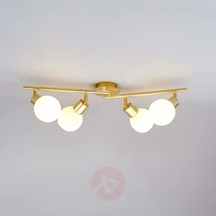 Lampenwelt 4-punktowa lampa sufitowa LED ELAINA, mosiężna - Lampy sufitowe - miniaturka - grafika 3