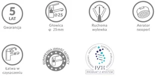 Kuchniox BATERIA ZLEWOZMYWAKOWA ŚCIENNA Z WYLEWKĄ ,CHROM BKW 087D - Baterie kuchenne - miniaturka - grafika 4