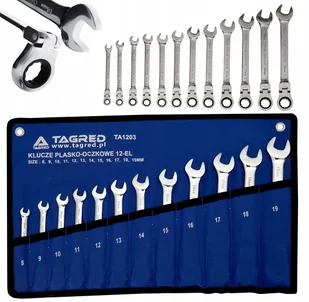 Klucze Płaskie Oczkowe Z Grzechotką Kute CrV 12-EL - Klucze i nasadki - miniaturka - grafika 2