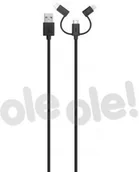 Kable USB - Xqisit Combo mUSB/USB C 2.0/Lightn.-USB A czarny 28438 - miniaturka - grafika 1