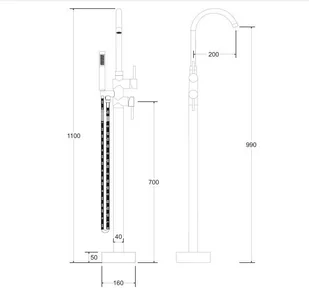 PMD Piramida Bateria wannowa wolnostojąca ILLUSION II, czarny mat BW-DIII-CZ BW-DIII-CZ - Baterie wannowe i prysznicowe - miniaturka - grafika 2