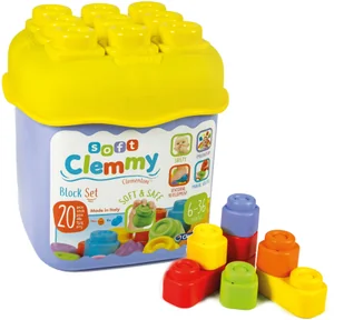 Clementoni CLEMMY Wiaderko z 20 Klockami FIOLETOWO-ŻÓŁTE 8005125147410 - Klocki - miniaturka - grafika 3