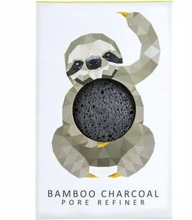 Konjac Sponge Konjac Sponge Gąbka Mini Rainforest Leniwiec z czarnym węglem bambusowym do cery tłustej i problematycznej - Akcesoria do oczyszczania twarzy - miniaturka - grafika 2