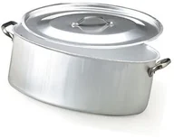 Rondle - Pentole Agnelli pentole agnelli garnek owalne z pokrywką, wykonany z aluminium, z 2 uchwytami ze stali nierdzewnej, srebrny ALMA12640 - miniaturka - grafika 1