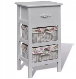 vidaXL Szafka komoda biała/krem szuflada i 2 kosze - Komody - miniaturka - grafika 2