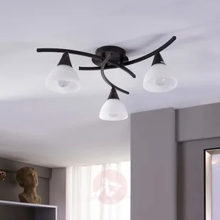 Lindby Lampa sufitowa Country czarna z 3 lampami E14 - Della - Lampy sufitowe - miniaturka - grafika 2