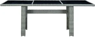 vidaXL Stół ogrodowy, jasnoszary rattan PE i hartowane szkło - Stoły ogrodowe - miniaturka - grafika 2
