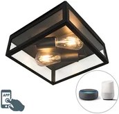 Lampy ogrodowe - QAZQA Przemysłowa inteligentna lampa sufitowa zewnętrzna czarna  w tym 2 WiFi ST64 - Rotterdam - miniaturka - grafika 1