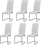 Krzesła - vidaXL 6 białych krzeseł wspornikowych z wysokim oparciem - miniaturka - grafika 1