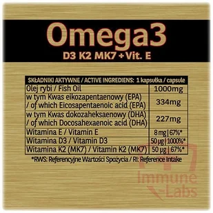 Immune-Labs Omega 3 D3+K2+E 60 kapsułek - Witaminy i minerały dla sportowców - miniaturka - grafika 2