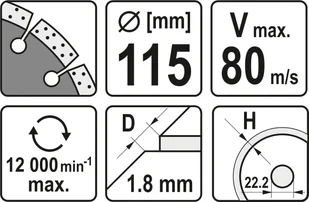 Yato TARCZA DIAMENTOWA 115MM SEGMENTOWA DO BETONU Z WYSOKIM SEGMENTEM YT-59961 ZYSKAJ RABAT 30 ZŁ YT-59961 - Tarcze do pił - miniaturka - grafika 3