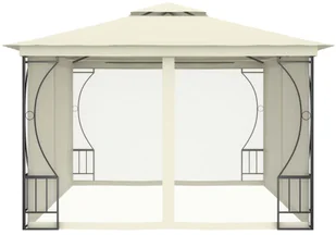 vidaXL Altana ogrodowa z zasłonami, 300x400x265 cm, kremowa - Altany ogrodowe - miniaturka - grafika 4