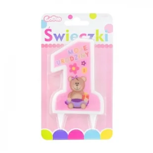 GoDan Świeczka na tort "1 - Mam Roczek", różowa, 10 cm PF-S1RR - Baby shower i roczek - miniaturka - grafika 2