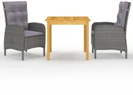 Meble ogrodowe - vidaXL 3-częściowy zestaw mebli ogrodowych, szary - miniaturka - grafika 1