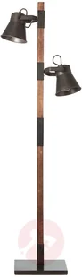 Brilliant Lampa podłogowa Plow 2 spoty, czarna/ciemne drewno - Lampy stojące - miniaturka - grafika 2