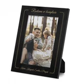 Gadżety dla niej i dla niego - Murrano Ramka na zdjęcia czarna z grawerem dla pary na parapetówkę RAMK-BK-014 - miniaturka - grafika 1