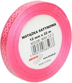 Pasmanteria - BREWIS Wstążka satynowa 12mmx22m serca ciemnoróżowe Brewis 1 - miniaturka - grafika 1