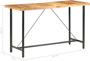 vidaXL 9-cz. zestaw mebli barowych, lite drewno akacjowe i odzyskane - Stoły z krzesłami - miniaturka - grafika 7