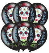 Balony i akcesoria - Amscan Balony "Day of the Dead" czarne 11" 6 szt 9901175 - miniaturka - grafika 1
