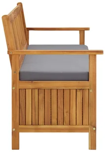 vidaXL Ławka ogrodowa ze schowkiem i poduszką, 148 cm, drewno akacjowe - Ławki ogrodowe - miniaturka - grafika 3