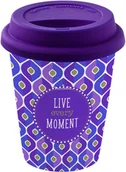 Kubki - Nuova Cer Easy life r2s PORCELANOWY KUBEK PODRÓŻNY - Live every moment - Z POKRYWKĄ 220 ml 130 TM03 - miniaturka - grafika 1