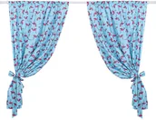 Firany i zasłony dla dzieci - Lulando Anodo Zasłony, 120x155 cm, Flamingi, Niebieskie, 2 szt. - miniaturka - grafika 1