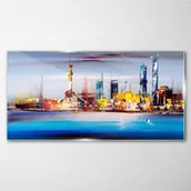 Obrazy i zdjęcia - PL Coloray Obraz Szklany Abstrakcja Miasto Morze 100x50cm - miniaturka - grafika 1