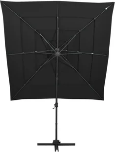 vidaXL 4-poziomowy parasol na aluminiowym słupku, czarny, 250x250 cm 313826 - Parasole ogrodowe - miniaturka - grafika 3