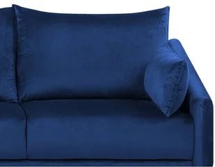 Beliani Beliani Sofa narożna prawostronna welur ciemnoniebieska VARDE - Narożniki - miniaturka - grafika 8