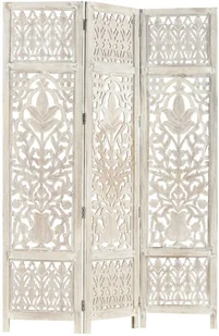 vidaXL vidaXL Parawan 3-panelowy, rzeźbiony, biały, 120x165 cm, drewno mango - Parawany - miniaturka - grafika 8