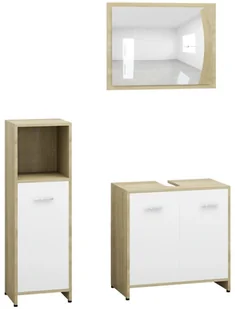 vidaXL vidaXL 3-częściowy zestaw mebli łazienkowych, biel i dąb sonoma, płyta 8720286166130 - Meble łazienkowe - miniaturka - grafika 2