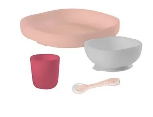 Beaba Komplet naczyń z silikonu pink - Miseczki i talerzyki dla dzieci - miniaturka - grafika 9